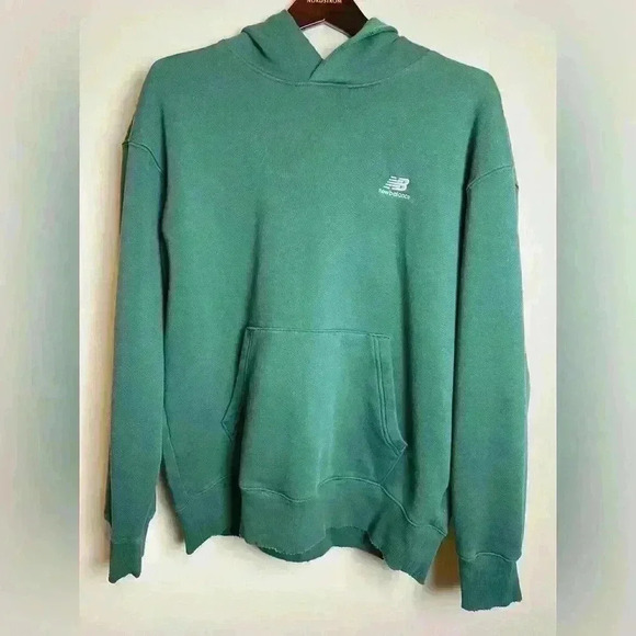 New Balance Hoops Fleece Hoodie Green - Picture 2 of 10